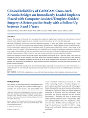 Clinical Reliability of CAD/CAM Cross-Arch Zirconia Bridges on Immediately Loaded Implants Placed with Computer-Assisted/Template-Guided Surgery: A Retrospective Study with a Follow-Up between 3 and 5 Years